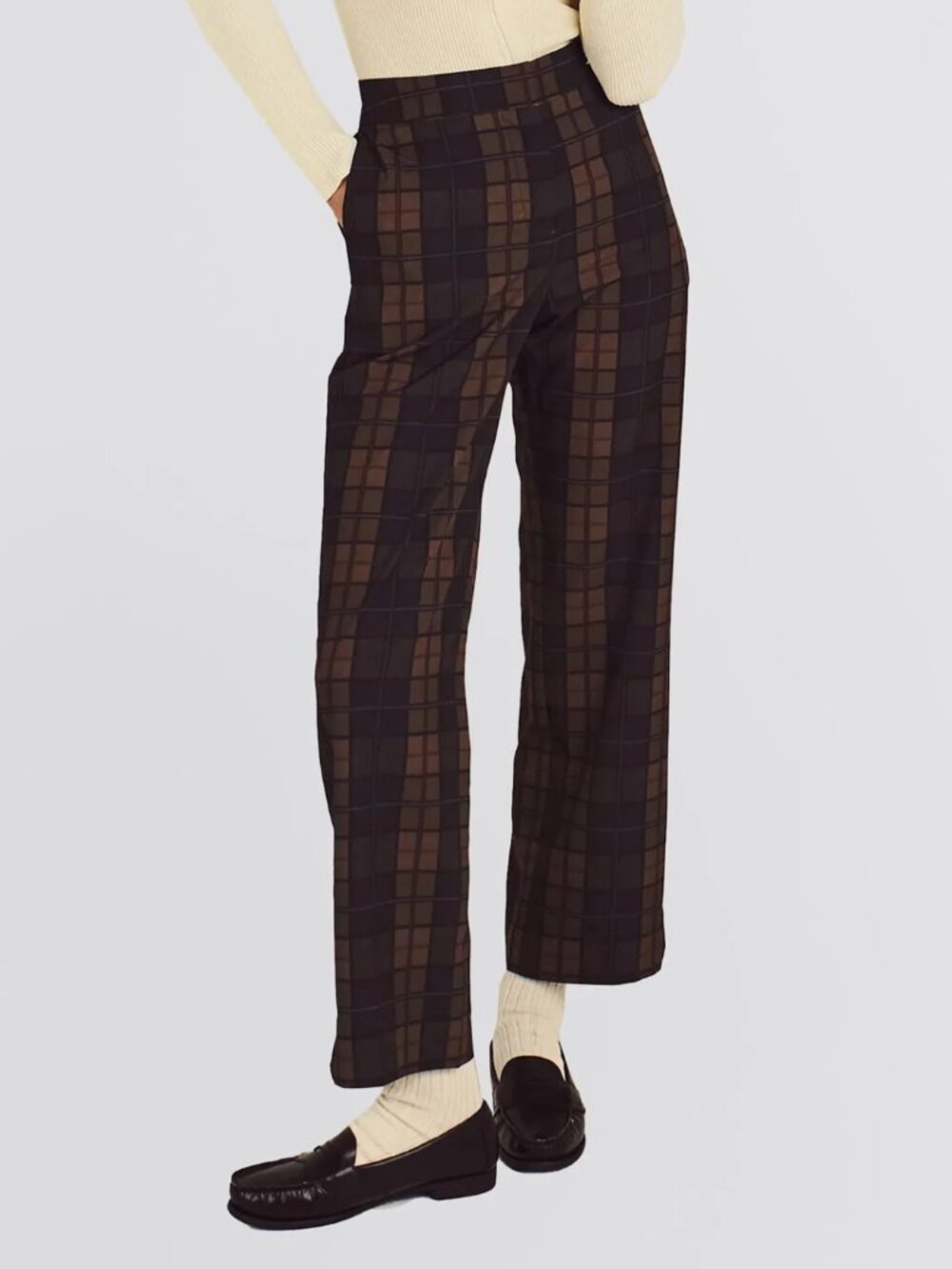 Malbon Women’s Nora Plaid Pants 00 Tapered Golf Trouser